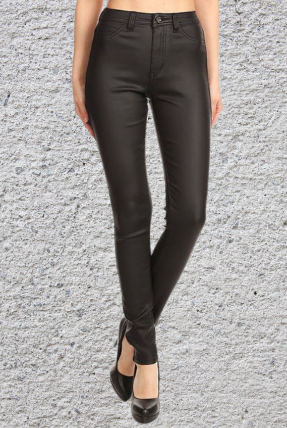 Faux Leather Coated Jeans – Collab Boutique