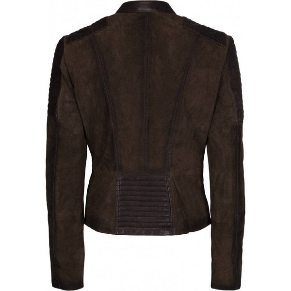 Brown suede and leather biker jacket