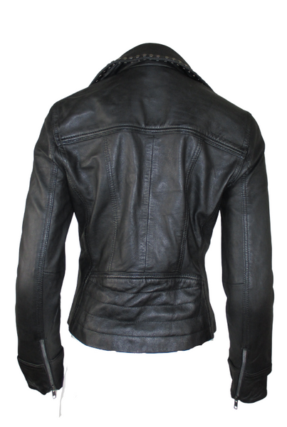 Black Studded Leather Jacket. Gunmetal studs. Slim fit.