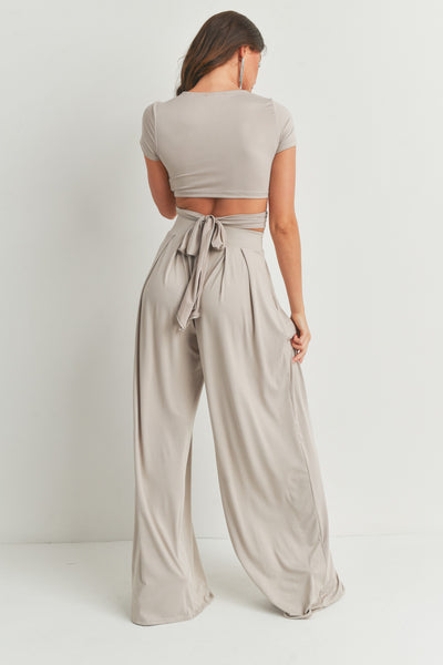 criss cross crop top palazzo pants set