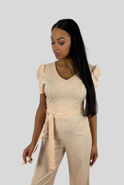 Pale Pink Short Sleeve Jumpsuit