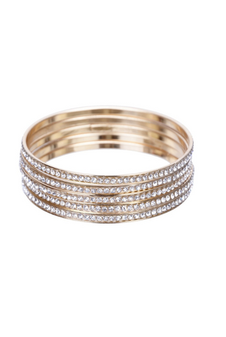 Gold Trim Rhinestone Bangle Bracelets