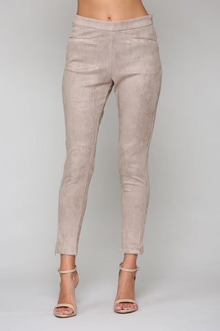khaki color faux suede pants