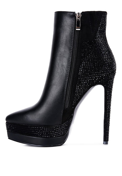 Women's black diamante heel ankle boots