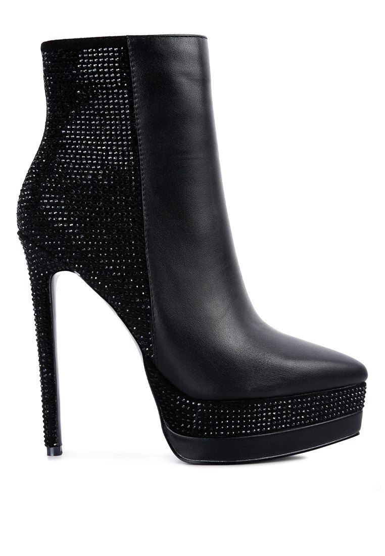 Women's black diamante heel ankle boots