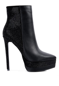 Women's black diamante heel ankle boots