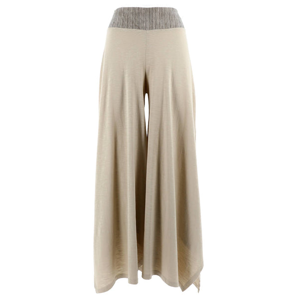  beige wide leg flowing palazzo pants