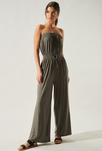 charcoal color off the shoulder jumpsuit