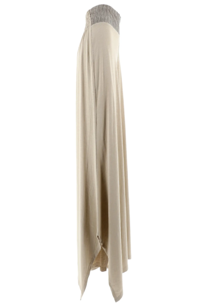 beige wide leg flowing palazzo pants