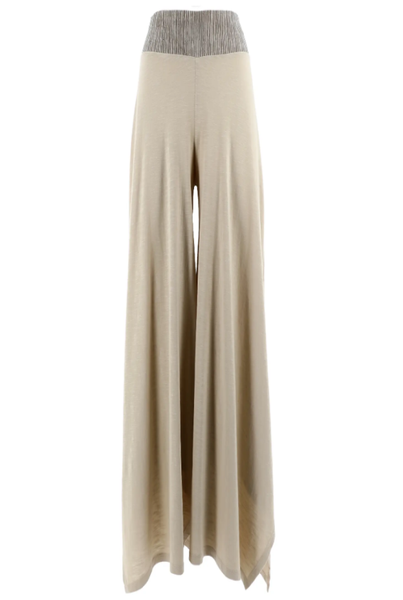 beige wide leg flowing palazzo pants