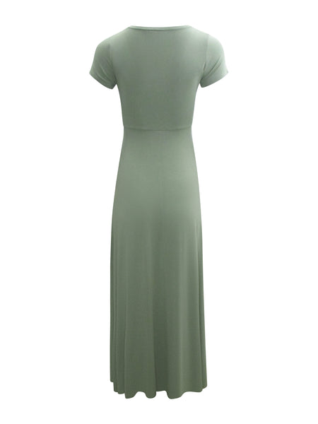 sage twisted front maxi dress