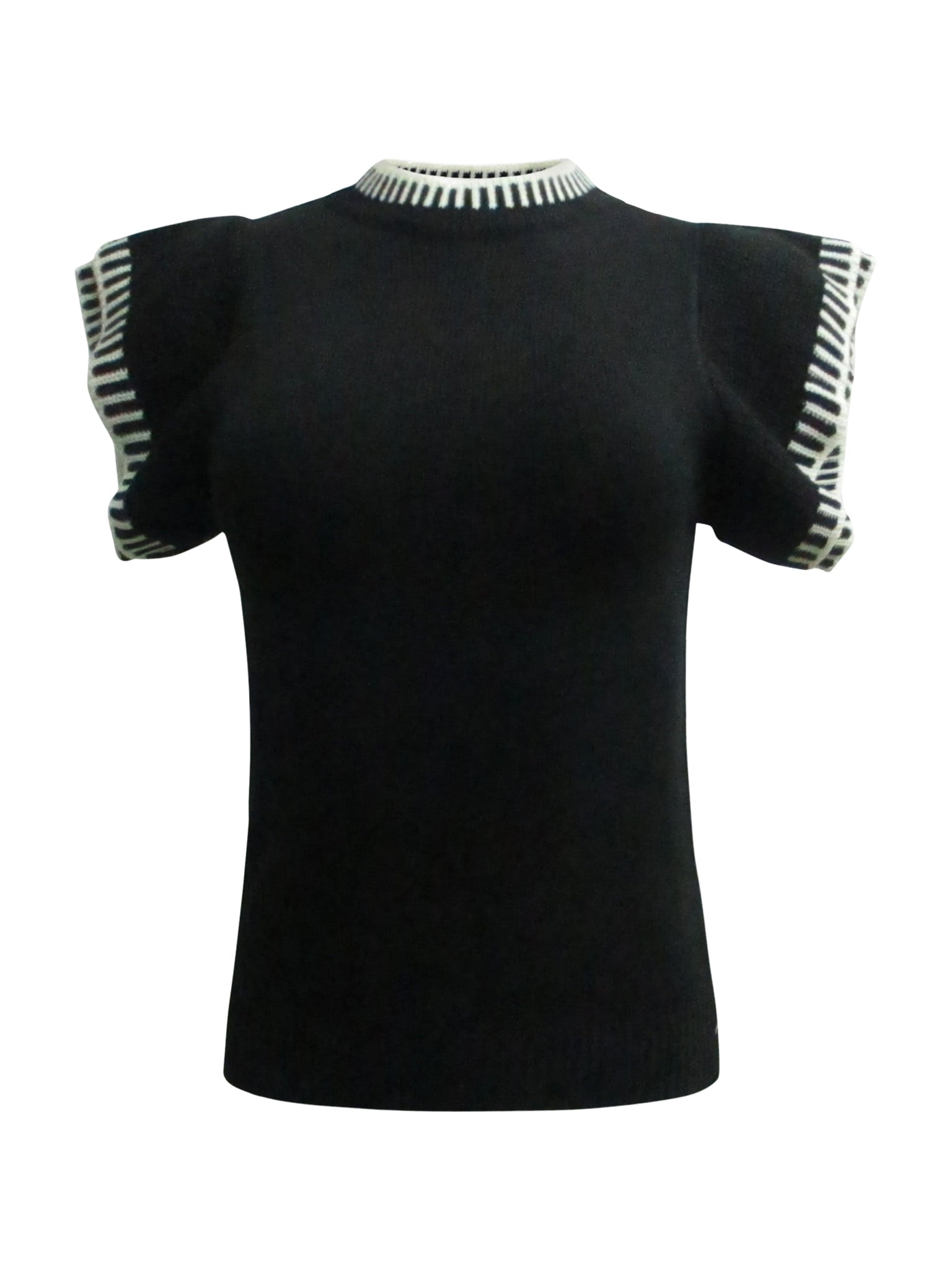 Black with White Flare Sleeves Sweater Top