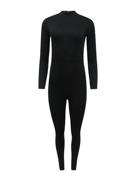 Black High Neck Long Sleeve Jumpsuit