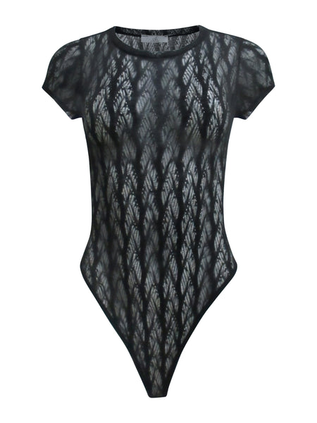 Black Sheer Knit Bodysuit