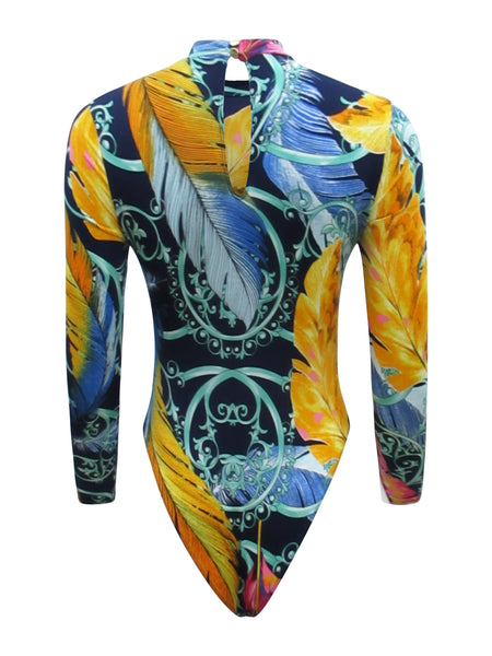 Tropical Print Long Sleeve Bodysuit