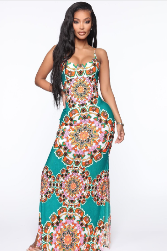 jade color maxi dress