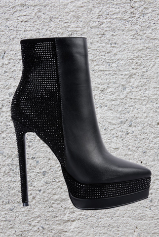 Women's black diamante heel ankle boots