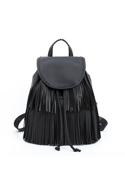 faux leather fringe backpack